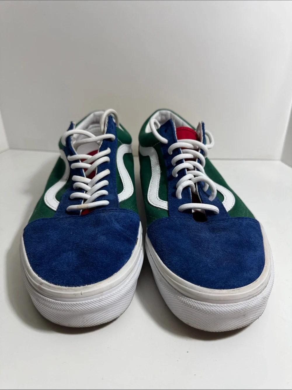 Vans Off The Wall Men's Low-Top Suede & Canvas Sneakers in Blue/Green Size 9